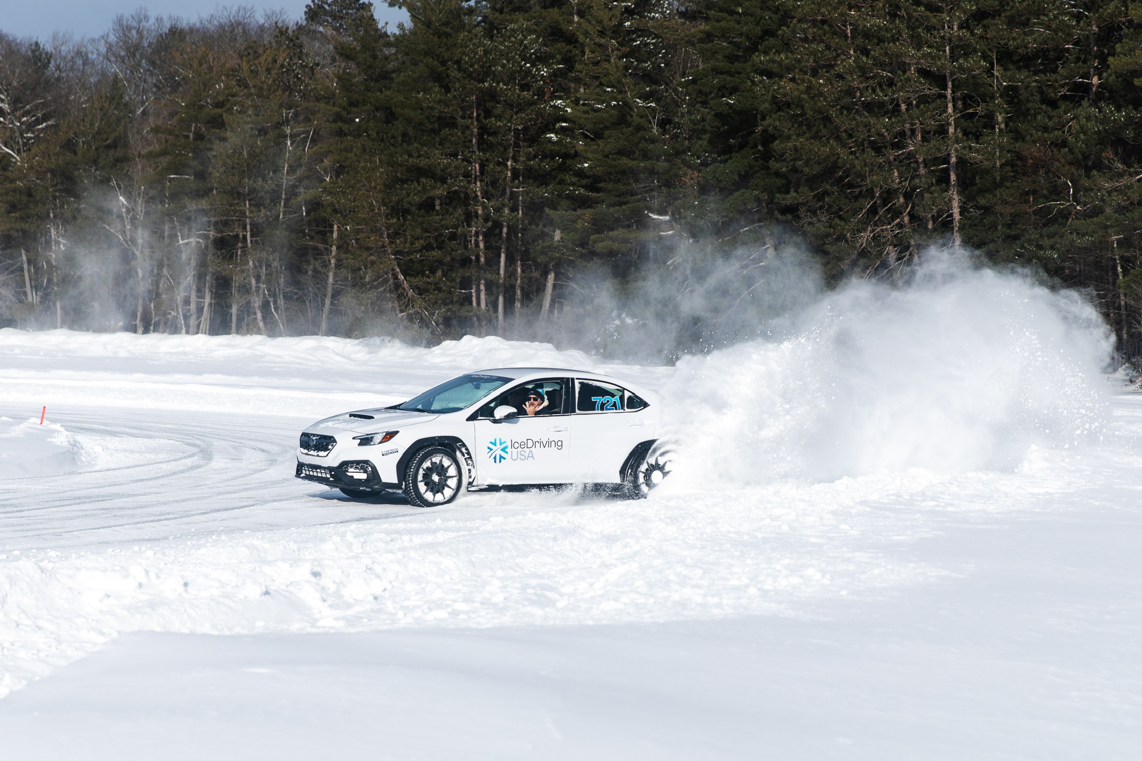 Car drifting on ice driving track